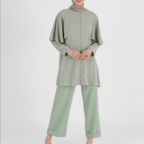 Green crew neck tunic size 4 - Picture 3 of 5